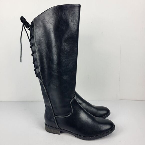 Sofft Eurosoft Selden Lace up Tall Knee high Boot Faux Leather Black 7M - Picture 3 of 13